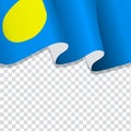 Waving flag of Palau for independence Day on transparent background