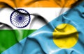 Waving flag of Palau and India