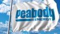 Waving flag with Peabody Energy logo. Editoial 3D rendering Royalty Free Stock Photo