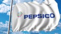 Waving flag with Pepsico logo. Editoial 3D rendering