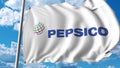 Waving flag with Pepsico logo. 4K editorial animation