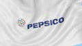 Waving flag with Pepsico logo. Seamles loop 4K editorial animation