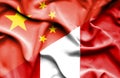 Waving flag of Peru and China