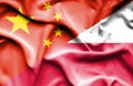 Waving flag of Poland and China