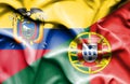 Waving flag of Portugal and Ecuador Royalty Free Stock Photo
