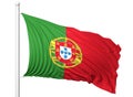 Waving flag of Portugal on flagpole Royalty Free Stock Photo