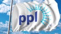 Waving flag with PPL Corporation logo. Editoial 3D rendering