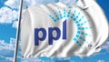 Waving flag with PPL Corporation logo. 4K editorial animation