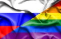 Waving flag of Pride and Russia Royalty Free Stock Photo