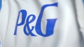 Waving flag with Procter Gamble logo, close-up. Editorial 3D rendering Royalty Free Stock Photo