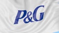 Waving flag with Procter Gamble logo. Seamles loop 4K editorial animation