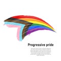 Waving flag of Progressive pride on white background. Royalty Free Stock Photo