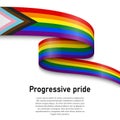 Waving flag of Progressive pride on white background. Royalty Free Stock Photo