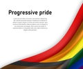 Waving flag of Progressive pride on white background. Royalty Free Stock Photo