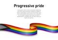 Waving flag of Progressive pride on white background. Royalty Free Stock Photo