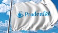 Waving flag with Prudential Financial logo. 4K editorial animation