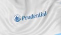 Waving flag with Prudential Financial logo. Seamles loop 4K editorial animation