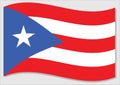 Waving flag of Puerto Rico vector graphic. Waving Puerto Rican flag illustration. Puerto Rico country flag wavin in the wind is a