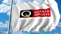 Waving flag with Quanta Services logo. Editoial 3D rendering Royalty Free Stock Photo