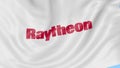 Waving flag with Raytheon logo. Seamles loop 4K editorial animation