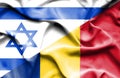 Waving flag of Romania and Israel