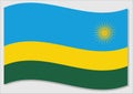 Waving flag of Rwanda vector graphic. Waving Rwandese flag illustration. Rwanda country flag wavin in the wind is a symbol of Royalty Free Stock Photo