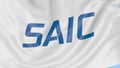 Waving flag with Saic logo. Seamles loop 4K editorial animation