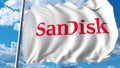 Waving flag with Sandisk logo. Editoial 3D rendering Royalty Free Stock Photo