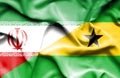 Waving flag of Sao Tome and Principe and Iran