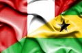 Waving flag of Sao Tome and Principe and Peru