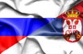 Waving flag of Serbia and Russia Royalty Free Stock Photo