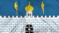 Waving flag of Sergiyev Posad city in Moscow oblast of Russia. 3d animation in 4k video.