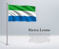 Waving flag of Sierra Leone on flagpole. Template for independen