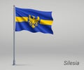 Waving flag of Silesia Voivodeship - province of Poland on flagp Royalty Free Stock Photo