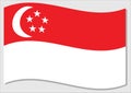 Waving flag of Singapore vector graphic. Waving Singaporean flag illustration. Singapore country flag wavin in the wind is a