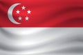 Waving flag of Singapore. Vector illustration