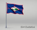 Waving flag of Sint Eustatius - province of Netherlands on flagp Royalty Free Stock Photo