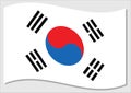 Waving flag of South Korea vector graphic. Waving South Korean flag illustration. South Korea country flag wavin in the wind is a