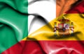 Waving flag of Spain and Ireland