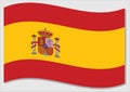 Waving flag of Spain vector graphic. Waving Spanish flag illustration. Spain country flag wavin in the wind is a symbol of freedom