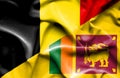 Waving flag of Sri Lanka and Belgium