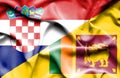 Waving flag of Sri Lanka and Croatia