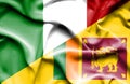 Waving flag of Sri Lanka and Italy