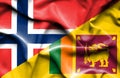 Waving flag of Sri Lanka and Norway