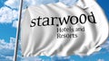 Waving flag with Starwood logo. 4K editorial animation