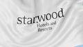 Waving flag with Starwood logo. Seamles loop 4K editorial animation