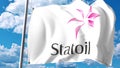 Waving flag with Statoil logo against clouds and sky. Editorial 3D rendering Royalty Free Stock Photo