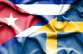 Waving flag of Sweden and Cuba
