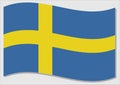 Waving flag of Sweden vector graphic. Waving Swedish flag illustration. Sweden country flag wavin in the wind is a symbol of Royalty Free Stock Photo