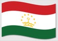 Waving flag of Tajikistan vector graphic. Waving Tajikistani flag illustration. Tajikistan country flag wavin in the wind is a